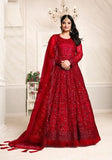 Festive Red Embroidered Net Anarkali Kurta Set Online Shopping