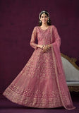 Festive Pink Embroidered Net Anarkali Kurta Set Online Shopping