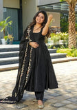 Festive Black Embroidered Georgette Anarkali Set Online Shopping