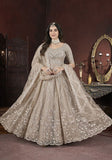 Festive Beige Thread Embroidered Net Anarkali Set Online Shopping