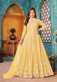 Festive Yellow Embroidered Net Anarkali Kurta Set Online Shopping