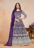 Festive Violet Dori Embroidered Net Kurta Set Online Shopping