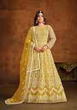 Festive Yellow Embroidered Net Anarkali Kurta Set Online Shopping