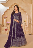 Festive Purple Embroidered Faux Georgette Anarkali Kurta Set Online Shopping