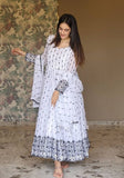 Festive White Thread Sequin Embroidered Faux Georgette Anarkali Set Online Shopping