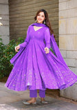 Festive Purple Embroidered Georgette Anarkali Set Online Shopping