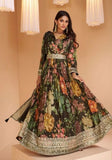 Festive Black Printed Georgette Anarkali Set Online Shopping