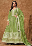 Festive Green Zari Work Silk Kurta set Online Shopping