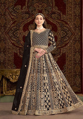 Festive Black Embroidered Net Anarkali Set Online Shopping