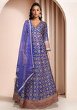 Festive Blue Embroidered Gown With Dupatta Online Shopping