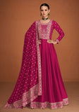 Festive Pink Embroidered Silk Anarkali Kurta Set Online Shopping