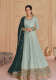 Festive Sea Green Embroidered Faux Georgette Anarkali Set Online Shopping