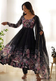 Festive Black Digital Print Organza Anarkali Set Online Shopping