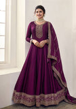 Festive Purple Zari Embroidered Georgette Kurta Set Online Shopping