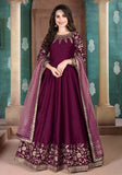 Festive Purple Embroidered Silk Kurta Set Online Shopping