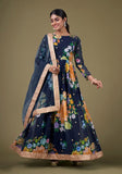 Festive Blue Embroidered Georgette Kurta Set Online Shopping