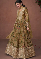 Festive Multicolor Sequin Embroidered Organza Silk Anarkali Set Online Shopping