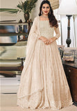 Festive Beige Sequin Embroidered Faux Georgette Anarkali Set Online Shopping