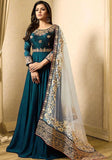 Festive Turquoise Zari Embroidered Banglory Georgette Anarkali Set Online Shopping