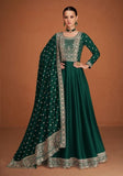 Festive Green Embroidered Silk Anarkali Kurta Set Online Shopping