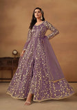 Festive Purple Embroidered Net Anarkali Kurta Set Online Shopping