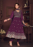 Festive Purple Embroidered Georgette Kurta Set Online Shopping