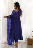 Festive Royal Blue Leheriya Print Faux Georgette Kurta Set Online Shopping