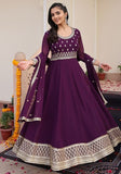 Festive Purple Sequin Embroidered Georgette Anarkali Set Online Shopping