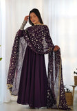 Festive Wine Embroidered Georgette Anarkali Set Online Shopping