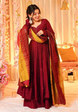 Festive Maroon Embroidered Silk Anarkali Set Online Shopping