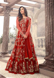 Festive Red Thread Embroidered Net Anarkali Set Online Shopping