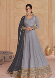 Festive Lavender Embroidered Faux Georgette Anarkali Set Online Shopping