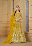 Festive Yellow Embroidered Faux Georgette Anarkali Kurta Set Online Shopping