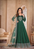 Festive Green Embroidered Silk Anarkali Kurta Set Online Shopping