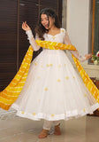 Festive Yellow Embroidered Organza Anarkali Set Online Shopping