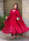 Festive Maroon Embroidered Georgette Anarkali Set Online Shopping