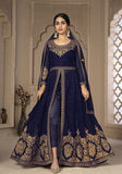 Festive Blue Sequin Zari Embroidered Georgette Anarkali Set Online Shopping