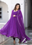 Festive Purple Printed Georgette Anarkali Set Online Shopping