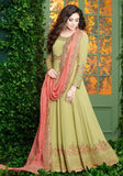 Festive Green Zari Embroidered Georgette Kurta Set Online Shopping