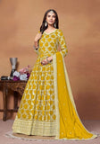 Festive Yellow Jacquard Pure Silk Anarkali Kurta Set Online Shopping