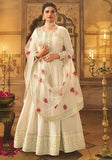 Festive Cream Sequin Embroidered Dola Silk Anarkali Set Online Shopping