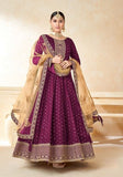 Festive Purple Embroidered Silk Anarkali Kurta Set Online Shopping