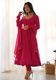 Festive Magenta Printed Faux Georgette Anarkali Set Online Shopping