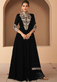 Festive Black Embroidered Georgette Anarkali Set Online Shopping