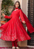 Festive Red Thread Sequin Embroidered Faux Georgette Anarkali Set Online Shopping