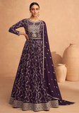 Festive Purple Sequin Embroidered Faux Georgette Anarkali Set Online Shopping