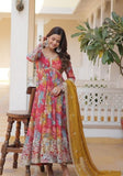 Festive Pink Embroidered Georgette Anarkali Kurta With Dupatta Online Shopping