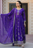 Festive Purple Thread Sequin Embroidered Faux Georgette Anarkali Set Online Shopping