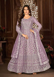 Festive Purple Sequin Thread Embroidered Net Anarkali Set Online Shopping