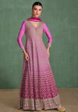 Festive Pink Thread Sequin Embroidered Georgette Anarkali Set Online Shopping